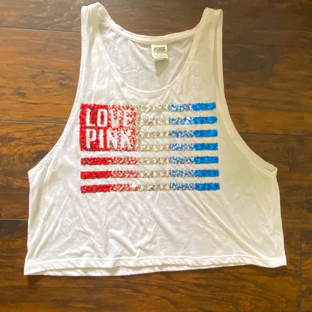PINK flag crop tank